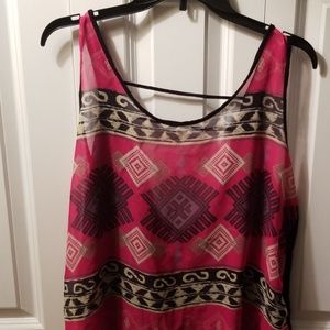 Sheer Pink Aztec tank